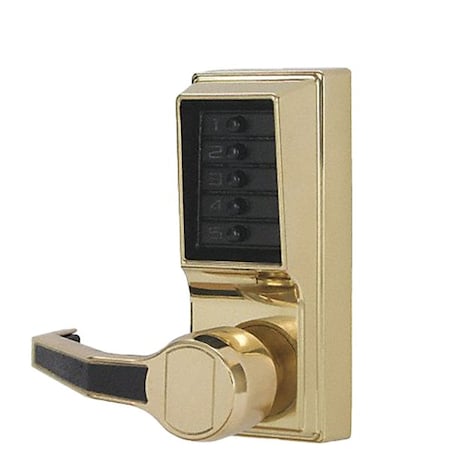 Dormakaba KABA: Simplex LL1011 Pushbutton Lever Lock - 03 - LL10110341- Bright Brass - LH KABA-LL10110341